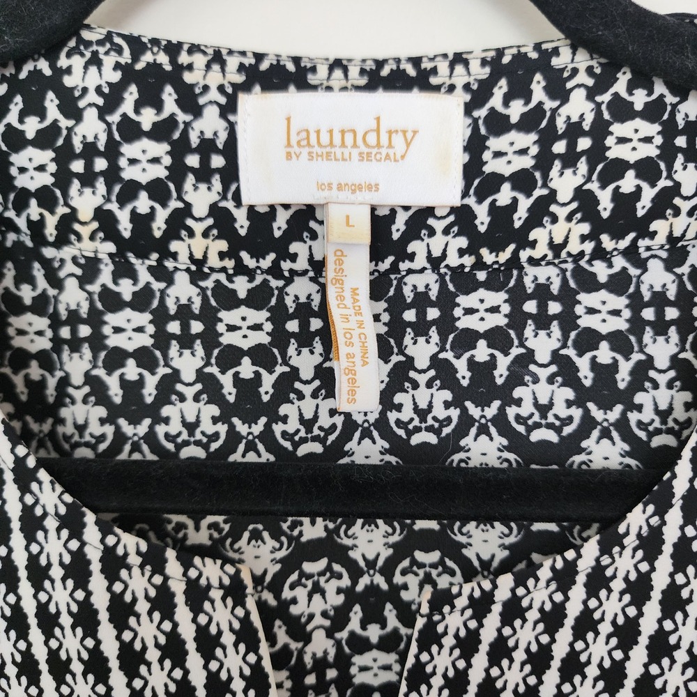 Laundry by Shelli Segal Geometric Damask Blouse Large Boho Peasant Halloween - Picture 4 of 7